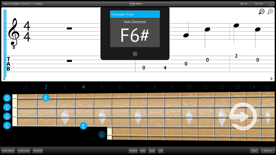 Purely Banjo Screenshot Chromatic Tuner