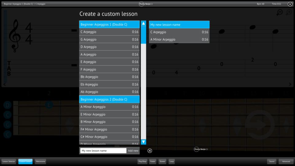 Purely Banjo Screenshot Custom Lesson